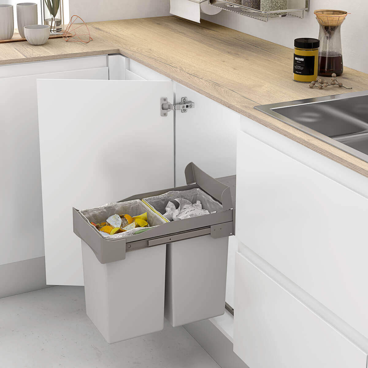 Pull-out Waste Bin 14+14L