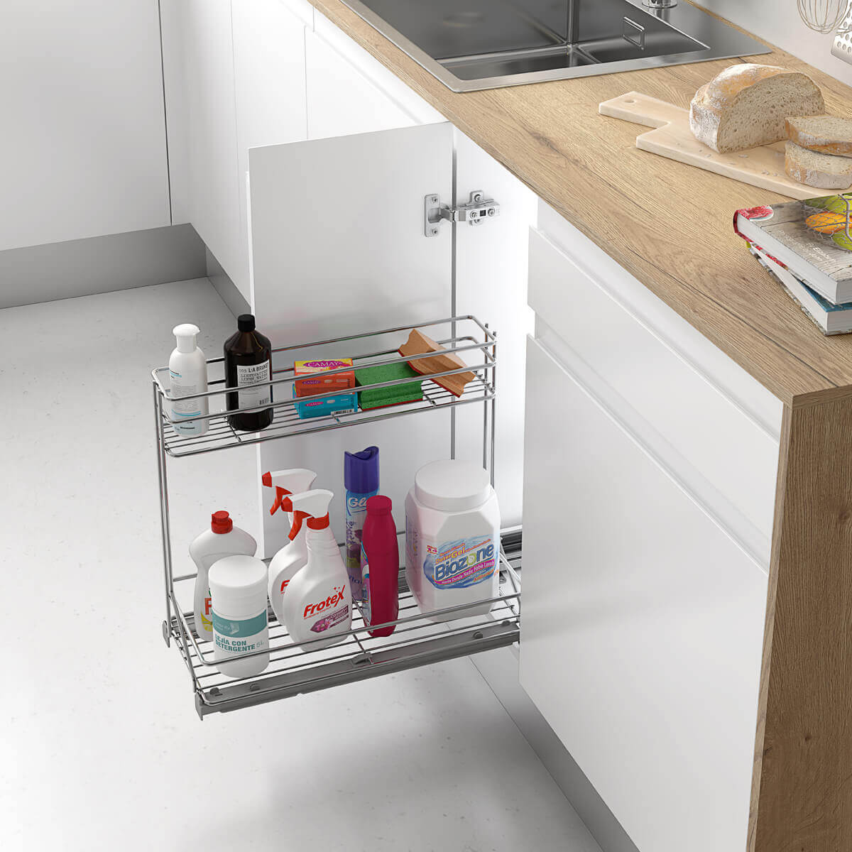 Pull-out cleaning basket