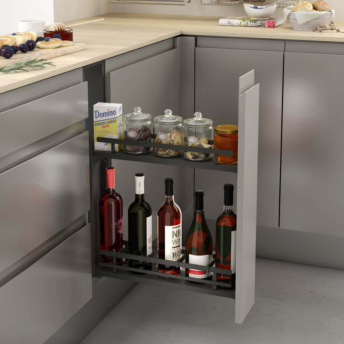 Pull-out bottle side runners FLAT
