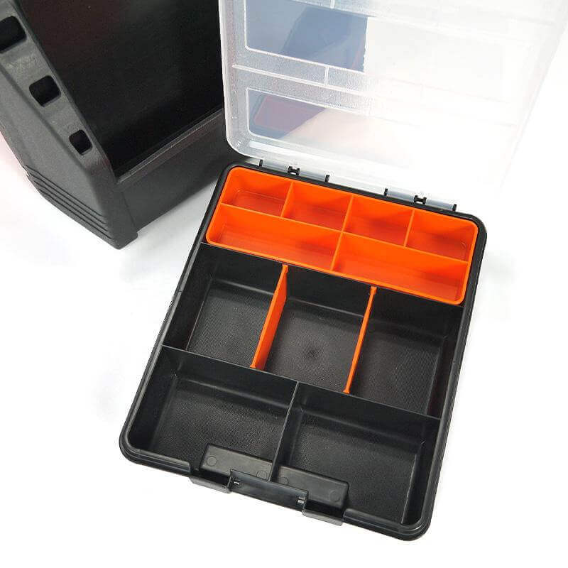 Plastic & Metal Tool Box With 2pc Organizers