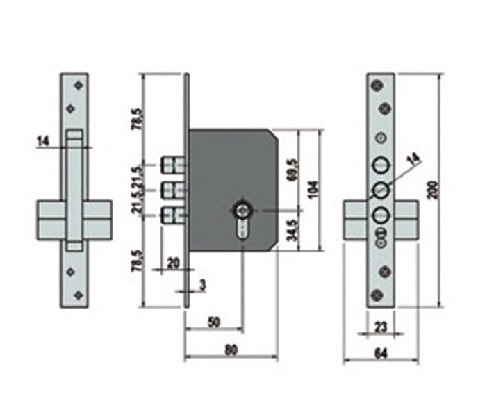 3 Points Locks 1 Meter