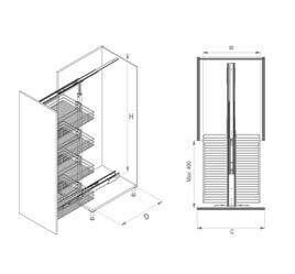 5 baskets Larder 155-170cm