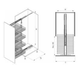 6 baskets Larder 185-200cm