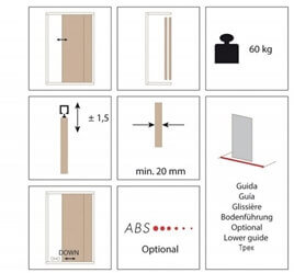 Sliding System for wooden cabinets 60KG