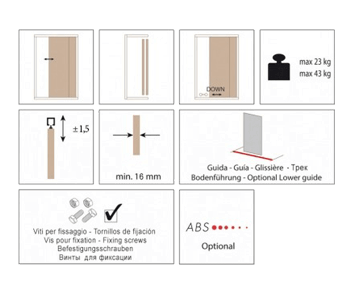 Sliding system for wooden cabinets 43KG