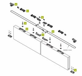 Two sliding simultaneous doors opening kit 120KG