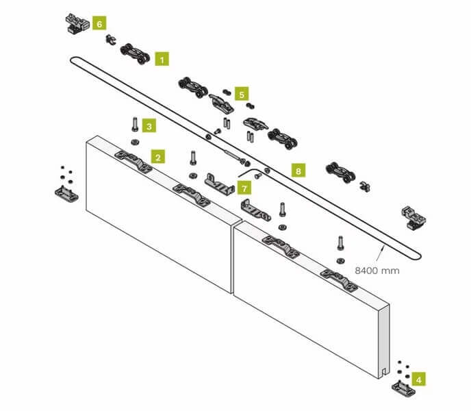 Two sliding simultaneous doors opening kit 120KG
