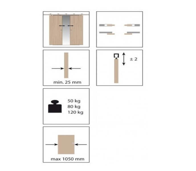 Two sliding simultaneous doors opening kit 120KG