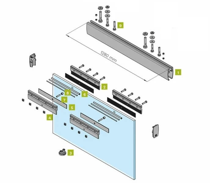 Glass Sliding System 120KG With Cover