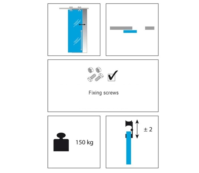 EXTeRUS Sliding System For Glass Door 150KG